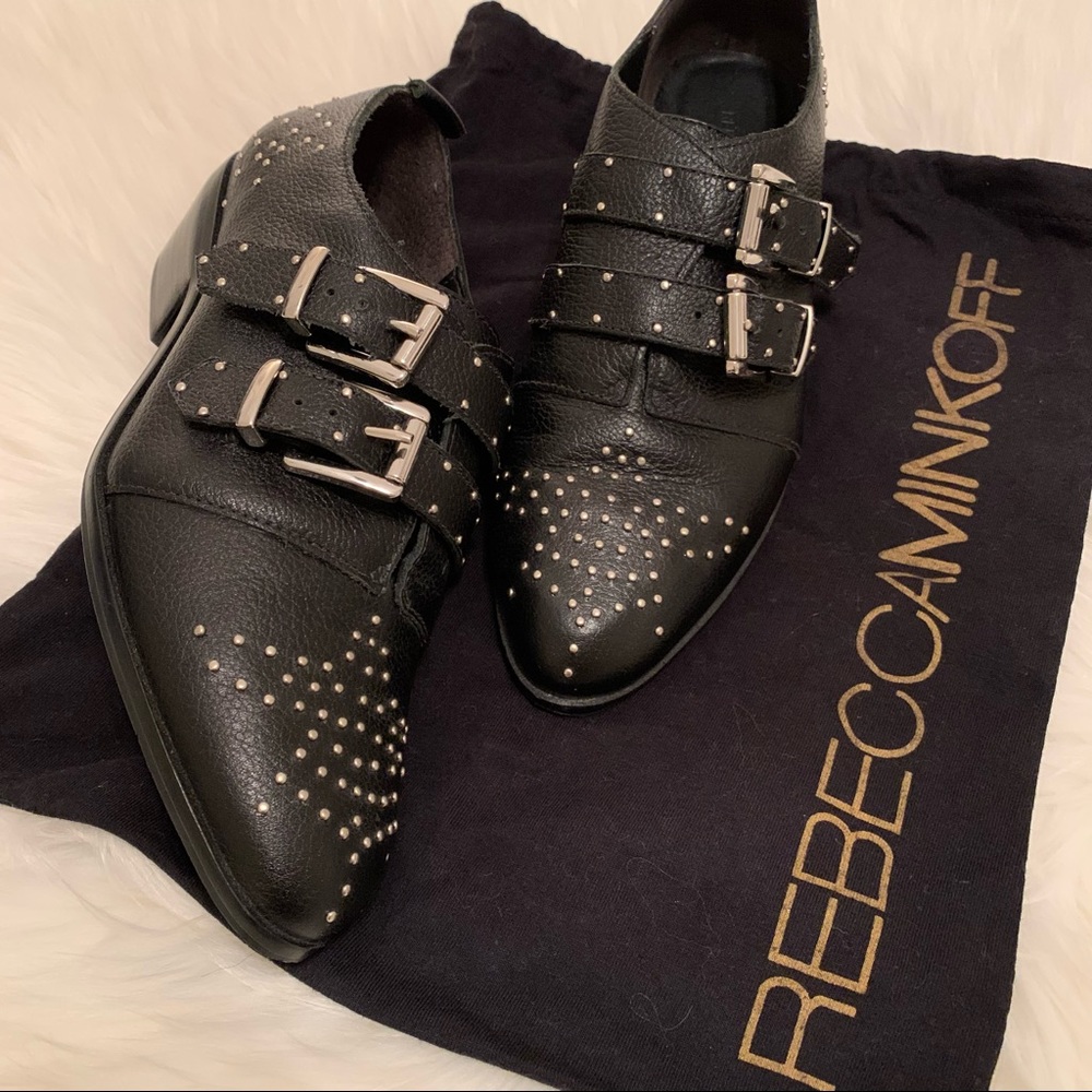 Rebecca Minkoff Studded Leather Black Booties 7.5 - Picture 13 of 14